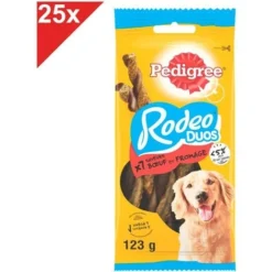 PEDIGREE Rodeo Duos Récompenses Boeuf & Fromage 175 Friandises Pour Chien 25x7