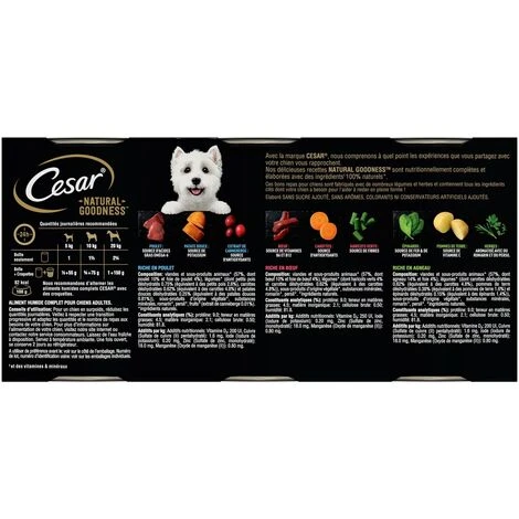 CESAR Natural Goodness 12 Boîtes 3 Variétés Sans Céréales Pour Chien 400g (4x3) – Image 2
