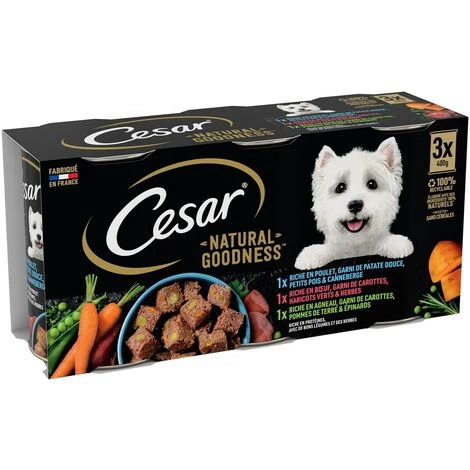 CESAR Natural Goodness 12 Boîtes 3 Variétés Sans Céréales Pour Chien 400g (4x3) – Image 3