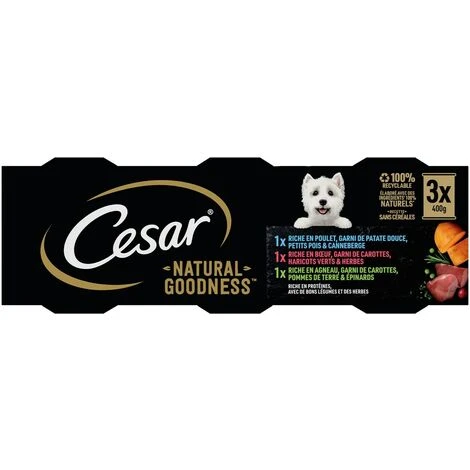 CESAR Natural Goodness 12 Boîtes 3 Variétés Sans Céréales Pour Chien 400g (4x3) – Image 4