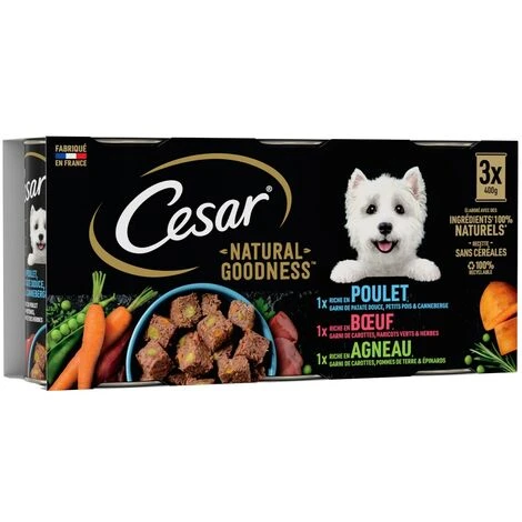 CESAR Natural Goodness 12 Boîtes 3 Variétés Sans Céréales Pour Chien 400g (4x3) – Image 5