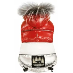 Croci 25 Cm: Veste Matelassée Imperméable Avec Doublure En Velours Rouge Polar Bear Pour Chiens