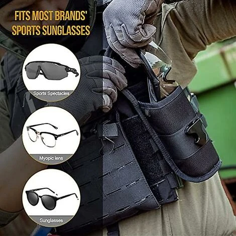 Étui à Lunettes Avec Boucle Coque Rigide Lunettes De Soleil Boîte De Rangement Pour Extérieur Camping Randonnée Cyclisme Nylon Black1pcs – Image 3