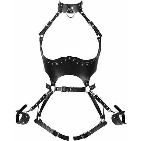 Taille Porte-jarretelles Punk Harnais Complet Pour Les Femmes Photographie Danse Rock Halloween Cage En Cuir Ensemble De Sangle De Poitrine