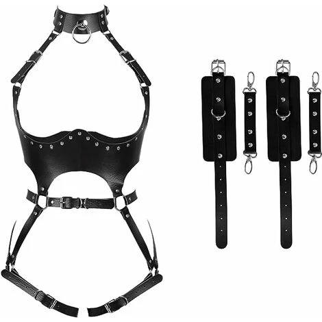 Taille Porte-jarretelles Punk Harnais Complet Pour Les Femmes Photographie Danse Rock Halloween Cage En Cuir Ensemble De Sangle De Poitrine – Image 5