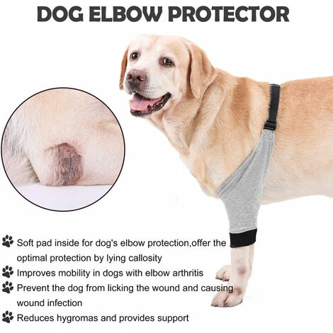 Protège-coudes Pour Chien Manches Avant Pour Jambe Réglable Chirurgie Des Animaux De Compagnie Récupération Des Blessures Bandage De Protection 1 Paire, Petit, Gris – Image 4