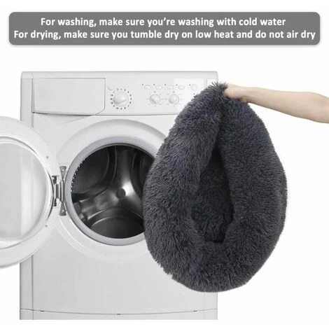 Lit Moelleux Rond Pour Chien Extra Large Lavable Avec Coussin,Deluxe Panier Chien Coussin Panier Donut Lit Pour Chien Grande Taille,L-80cm,gris FoncĂ© â Image 5