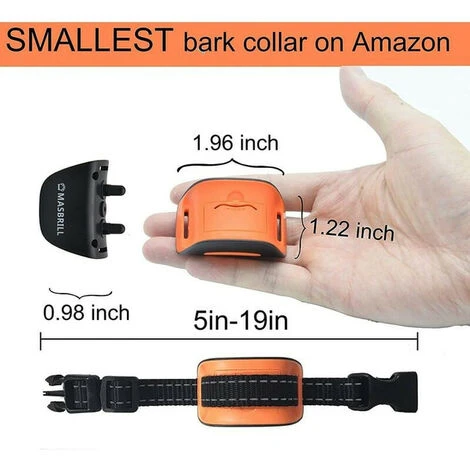 Collier Anti-aboiement Pour Chien, Unité De Collier Anti-aboiement Anti-vibration Et Bip Pour Grands Chiens De Petite Taille, Collier D'auto-entraînement Réglable 7 Niveaux De Sensibilité - Orange – Image 2