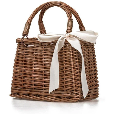 Sac De Plage En Paille Pour Femme Pochette D'été En Rotin Tissé Sac à Main En Osier Crochet Fourre-tout