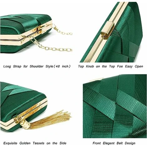 Pochette Sac à Main Femme Sac à Main Pompon Vert – Image 4