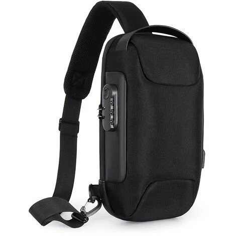 Usb Charging Sport Sling Bag Homme Sac De Poitrine Antivol Avec Verrouillage Par Mot De Passe