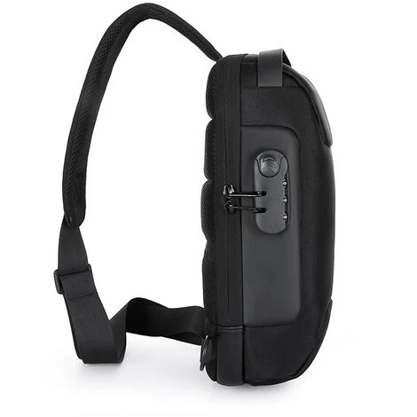 Usb Charging Sport Sling Bag Homme Sac De Poitrine Antivol Avec Verrouillage Par Mot De Passe – Image 5