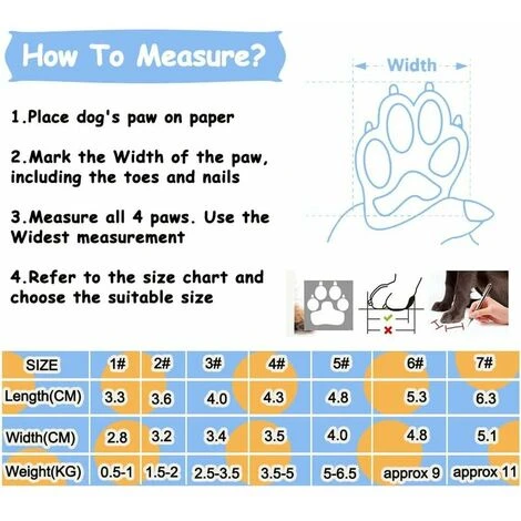 7 Tailles Chaussons Chien Neige, Chaussure Chien Pour La Protection Coussinet Chien, Chausson D'IntéRieur RéFléChissantes AntidéRapantes Pour Chat Et Chaussette Pour Petit Chien – Image 3