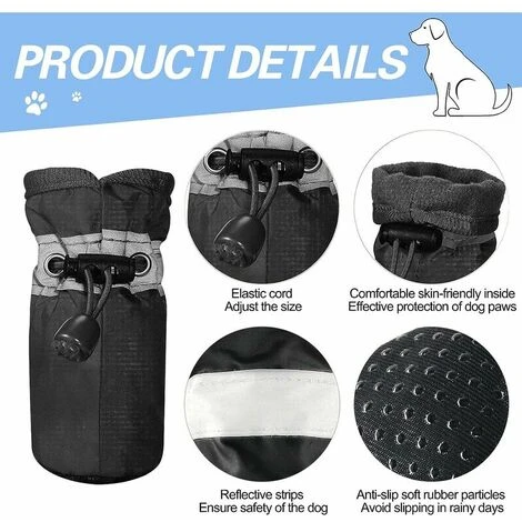 7 Tailles Chaussons Chien Neige, Chaussure Chien Pour La Protection Coussinet Chien, Chausson D'IntéRieur RéFléChissantes AntidéRapantes Pour Chat Et Chaussette Pour Petit Chien – Image 4