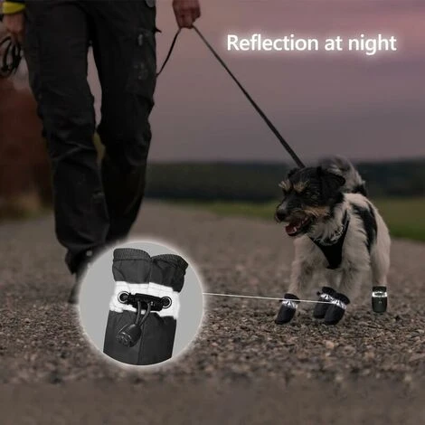 7 Tailles Chaussons Chien Neige, Chaussure Chien Pour La Protection Coussinet Chien, Chausson D'IntéRieur RéFléChissantes AntidéRapantes Pour Chat Et Chaussette Pour Petit Chien – Image 5