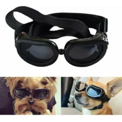 Lunettes Pour Chiens Lunettes De Soleil Anti-UV Pour Chien,Lunettes Pour Animaux De Compagnie Avec Sangles Réglables Pour Chats Petits Chiens-Noir
