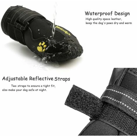 Bottes Pour Chien De Protection, Lot De 4 étanche Chaussures De Chien Pour Chiens De Taille Moyenne Et Grande - Noir ( Taille 5 ) – Image 3