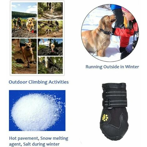 Bottes Pour Chien De Protection, Lot De 4 étanche Chaussures De Chien Pour Chiens De Taille Moyenne Et Grande - Noir ( Taille 5 ) – Image 4