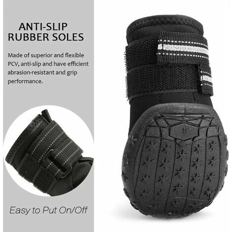 Bottes Pour Chien De Protection, Lot De 4 étanche Chaussures De Chien Pour Chiens De Taille Moyenne Et Grande - Noir ( Taille 5 ) – Image 5