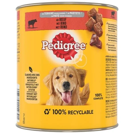 PEDIGREE 8 Boîtes En Terrine Au Boeuf Et Aux Carottes Pâtée Pour Chien 800g – Image 2