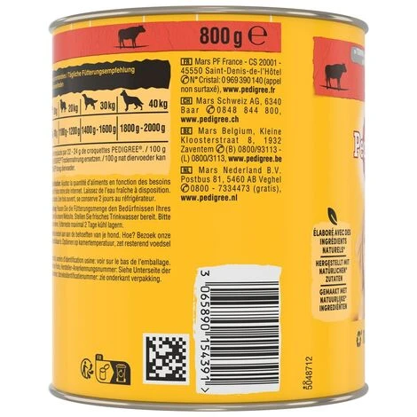 PEDIGREE 8 Boîtes En Terrine Au Boeuf Et Aux Carottes Pâtée Pour Chien 800g – Image 4