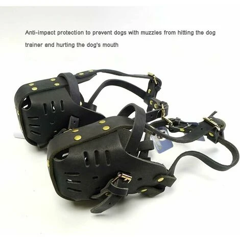 Muselières Pour Animaux De Compagnie,Cuir Fait à,Chiens Taille Moyenne Et Grande,Berger Allemand Doberman,Masques Anti-Morsure Le Dressage Chiens,muselières Défense – Image 2