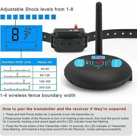 Système De Clôture Électronique Sans Fil Pour Chien, Système De Barrière Invisible De Clôture De Confinement De Frontière De L'animal Famil Cisea – Image 5