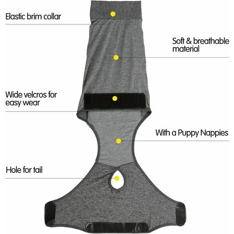 AQIUO Body Chien Combinaison De Récupération Chien Post Operatoire Femelle Mâle Avec Couches Chirurgicale Cône E Alternative Post-opératoire Pour Chien – Image 3