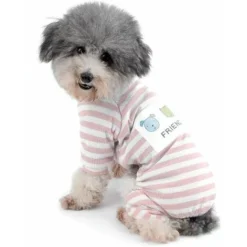 AQIUO Confortable Petit Chien Coton Rayé Hiver Pyjama Pour Animaux De Compagnie-chiot Et Chat Vêtements-pyjama Pour Chien-Yorkshire Chemise Taille S