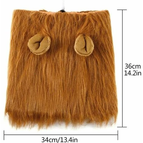 AQIUO Chien Crinière De Lion Costume Pour Moyen à Grand Chien Et Chat Réglable Réaliste Drôle Animal De Compagnie Lion Crinière Perruque Avec Oreilles Vêtements Pour Halloween Cosplay Fête Vacances (L – Image 4