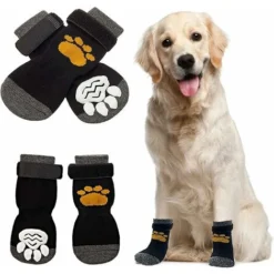 Chaussettes Antidérapantes Pour Chien Chaussettes Antidérapantes D'intérieur Pour Chien 2 Paires Chaussettes Pour Chien Protection Des Pattes Chaussures Pour Chien Avec Sangles Réglables Contrôle De T
