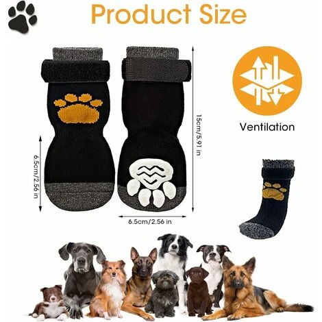 Chaussettes Antidérapantes Pour Chien Chaussettes Antidérapantes D'intérieur Pour Chien 2 Paires Chaussettes Pour Chien Protection Des Pattes Chaussures Pour Chien Avec Sangles Réglables Contrôle De T – Image 2