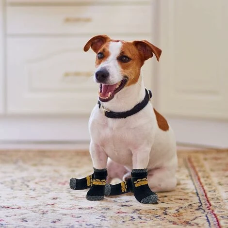 Chaussettes Antidérapantes Pour Chien Chaussettes Antidérapantes D'intérieur Pour Chien 2 Paires Chaussettes Pour Chien Protection Des Pattes Chaussures Pour Chien Avec Sangles Réglables Contrôle De T – Image 3