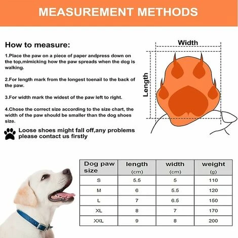 Bottes Chien, 4 Pièces Chaussures Pour Chien Imperméables Avec Sangles Réfléchissantes, Antidérapante Protecteurs De Pattes Chaussures Pour Chiens De Taille Petit Moyenne Grande (XL, Orange) – Image 4