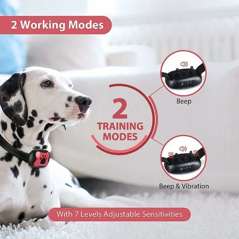 Collier Anti-aboiements Rechargeable Pour Chiens, Petit Moyen à Grand Collier De Dressage Pour Chien Avec 2 Modes De Vibration Et De Son 7 Niveaux De Sensibilité, Rose – Image 2