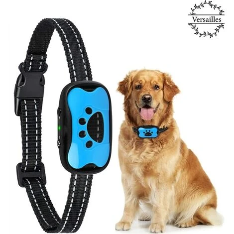 Collier Anti-aboiement Chien Rechargeable Automatique Collier De Dressage Avec Son/Vibration Sans Choc 7 Niveaux De Sensibilité Pour Chiens De Taille Moyenne - Bleu -Versailles