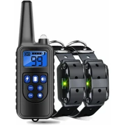 Collier De Dressage De Chien étanche Et Rechargeable Pour Dresseur De Chien Anti-aboiement Pour Chien 800 M De Distance Choc électrique Noir (une Ceinture Deux)