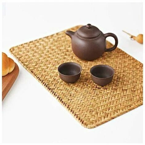 Lot De 4 Set De Table En Osier, 43 X 30 Cm, Set De Table Rectangulaires En Rotin, Sets De Table En Jonc De Mer Naturel Pour Dîner/Table Basse