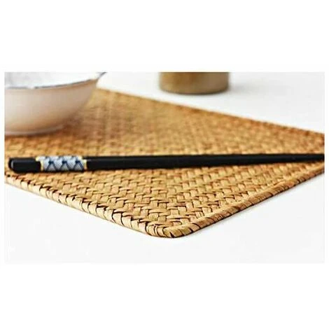 Lot De 4 Set De Table En Osier, 43 X 30 Cm, Set De Table Rectangulaires En Rotin, Sets De Table En Jonc De Mer Naturel Pour Dîner/Table Basse – Image 3