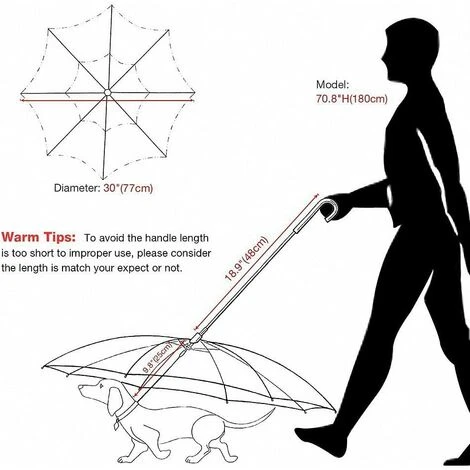 1 Pièce Parapluie Imperméable Avec Laisse Pour Chien, Animal Domestique - 77 Cm De Diamètre – Image 3
