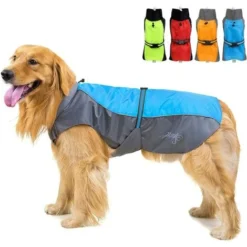 1 Pièce Manteau Imperméable Pour Chien Moyens à Grands Réfléchissant Veste De Sécurité Coupe-Vent Légère Doublée En Maille Vêtements Pour Voyage/Randonnée Pour Les Jours Pluie Bleu 8XL
