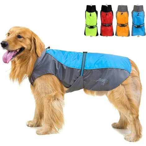 1 Pièce Manteau Imperméable Pour Chien Moyens à Grands Réfléchissant Veste De Sécurité Coupe-Vent Légère Doublée En Maille Vêtements Pour Voyage/Randonnée Pour Les Jours Pluie Bleu 8XL
