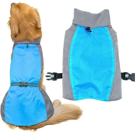 1 Pièce Manteau Imperméable Pour Chien Moyens à Grands Réfléchissant Veste De Sécurité Coupe-Vent Légère Doublée En Maille Vêtements Pour Voyage/Randonnée Pour Les Jours Pluie Bleu 8XL – Image 2