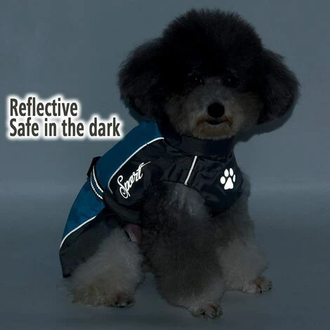 1 Pièce Manteau Imperméable Pour Chien Moyens à Grands Réfléchissant Veste De Sécurité Coupe-Vent Légère Doublée En Maille Vêtements Pour Voyage/Randonnée Pour Les Jours Pluie Bleu 8XL – Image 3