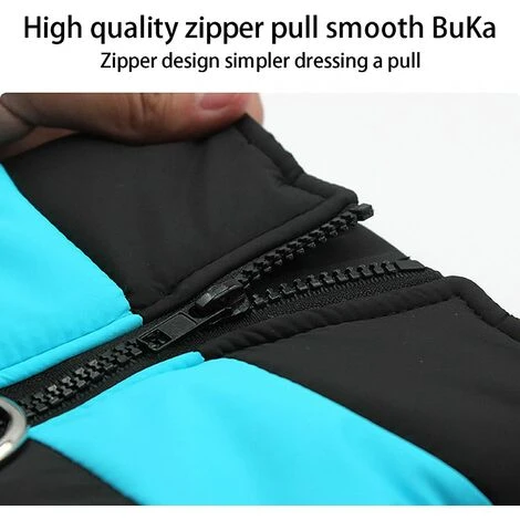 1 Pièce Manteau Pour Chien D'hiver Imperméable, Veste Coton Chien Imperméable, Animal Compagnie Gilet, Manteau D'hiver Pour Chien, Veste Pour Animaux De Compagnie Chaud Bleu XL – Image 2