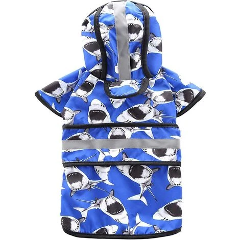 1 Pièce Manteau De Pluie Imperméable Pour Chien Vêtements Avec Capuche Réglable Réfléchissant Poncho Léger Pour Animal Domestique Chiot Combinaison Pour Chiens De Petite, Moyenne Et Grande Bleu 4XL – Image 3