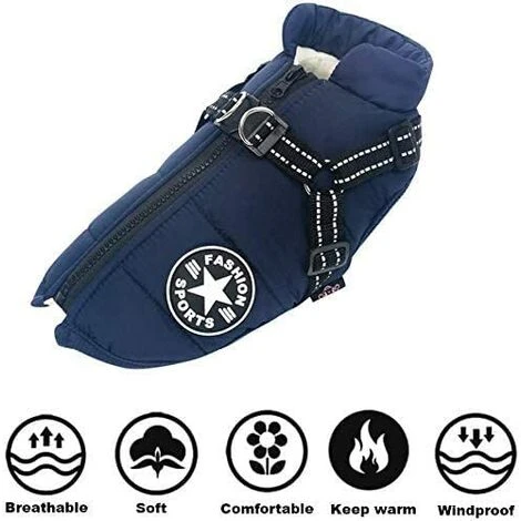 1 Pièce Manteaux Pour Chiens Imperméables Avec Harnais Vêtements Pour Chiens Chauds Et Confortables Conception De Bandes Réfléchissantes Lavables En Machine Anneau En D Durable Vert 2XL+ – Image 3