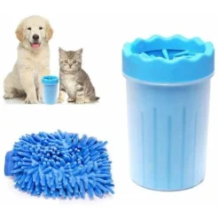 Nettoyant Pour Pattes De Chien, Nettoyant Pour Pattes D'animaux Avec Serviette, Brosse De Nettoyage Pour Animaux De Compagnie-bleu Grand
