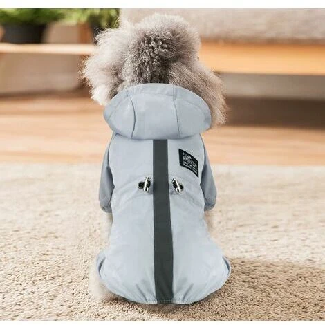 IAM 1 Pièce Chien Manteau Imperméable Chien à Capuche, Veste De Pluie Légère Pour Animaux De Compagnie Poncho De Pluie Pour Chien Avec Bande Réfléchissante Trou De Harnais(XXL,Bleu) – Image 4