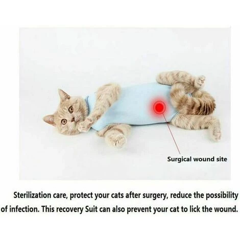 Vêtements De Récupération Chirurgicale Pour Chat Gilet De Blessure Médicale Protection Anti-fuite Pour Chien Chat Petit Animal M – Image 3